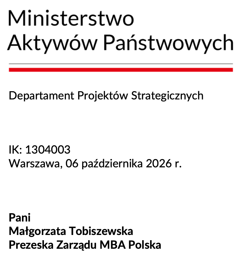 Pismo Ministerstwa Aktywów Państwowych